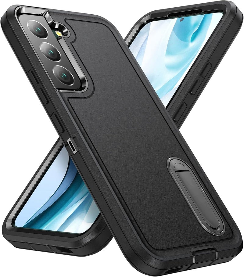 Fucozan for Samsung Galaxy S22 Plus Case with Kickstand Case 3-Layer Military Grade Protective Case Cover Silicone Rugged Shockproof for Galaxy S22 Plus Phone Case Black+Black - Image 1